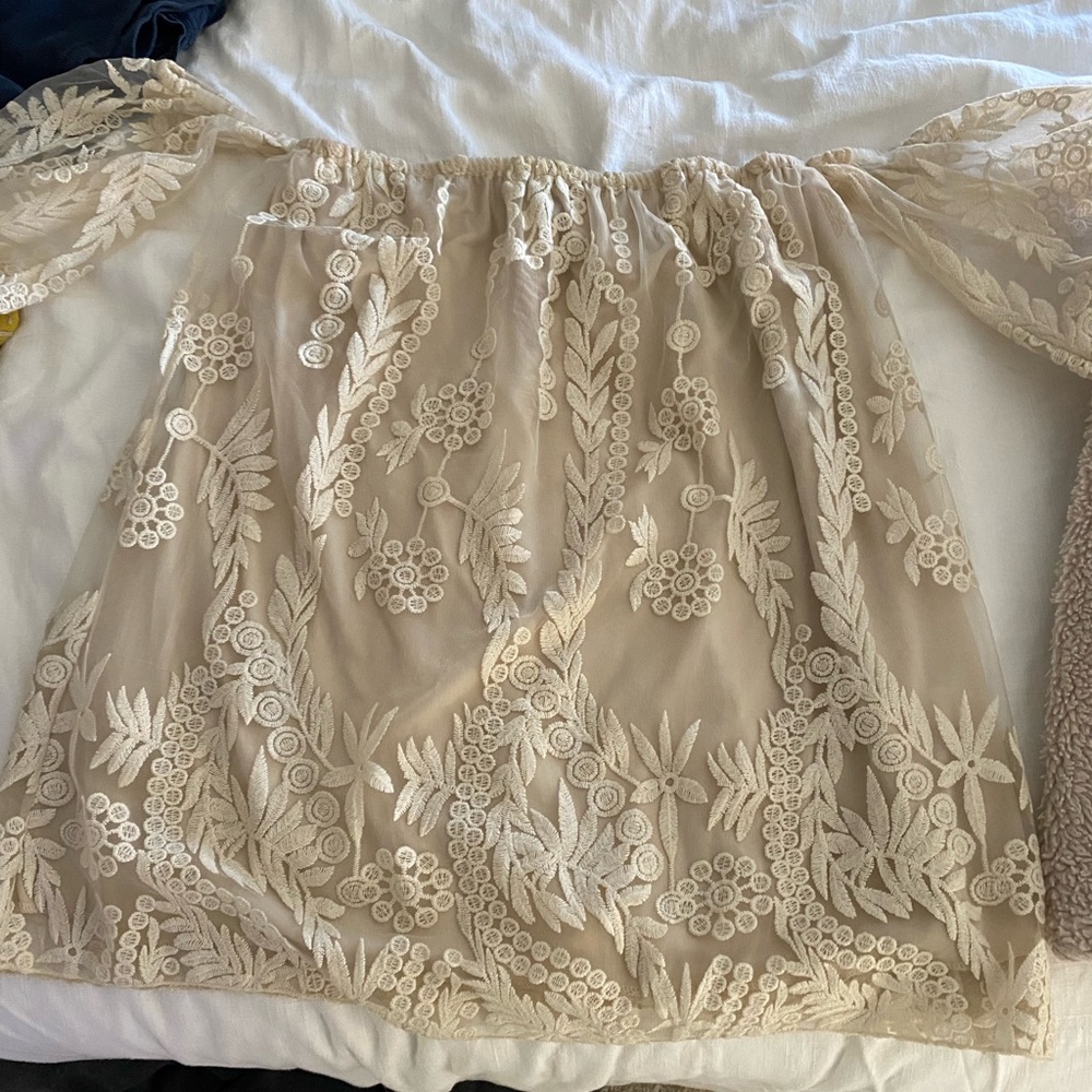 Audrey lace off the shoulder mini dress